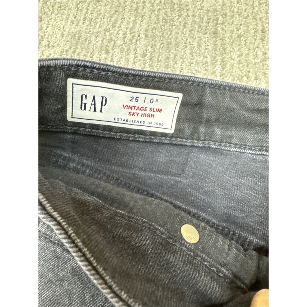 Gap Vintage Slim Sky High Jeans Zero Regular Inseam 25 Color Black #297 - Picture 8 of 16